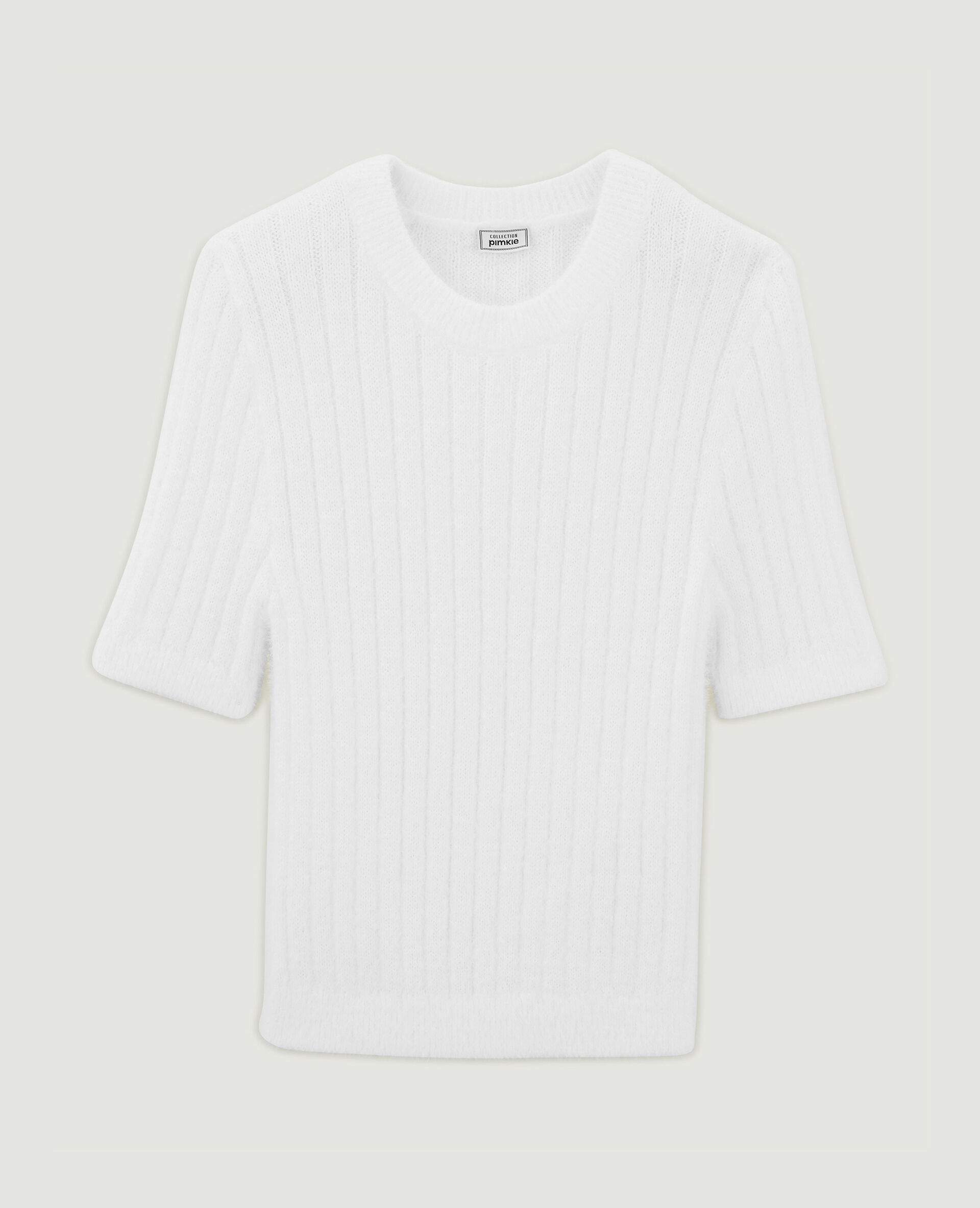 Pull duveteux à manches courtes - Blanc