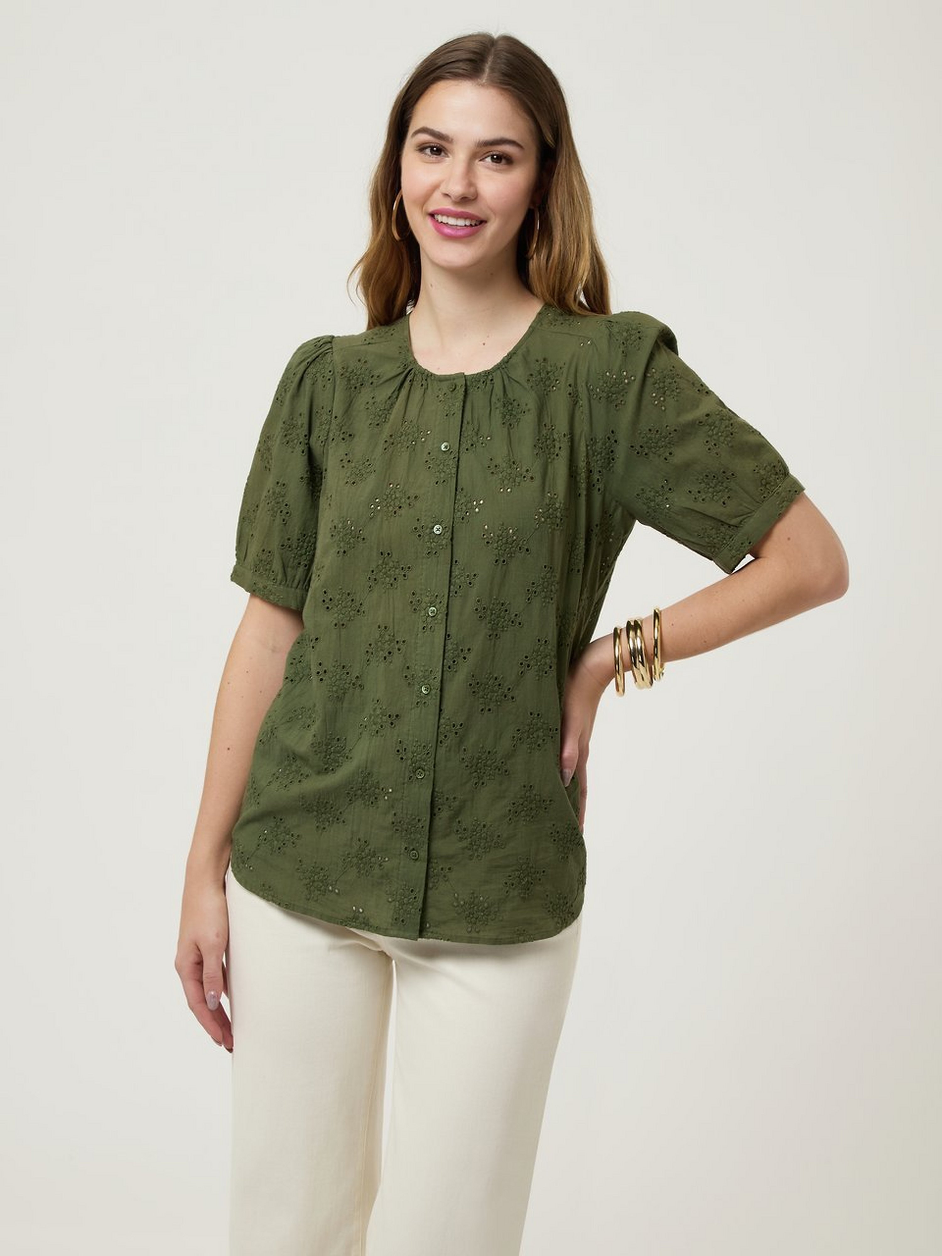 Bluse mit Rundhals-Ausschnitt