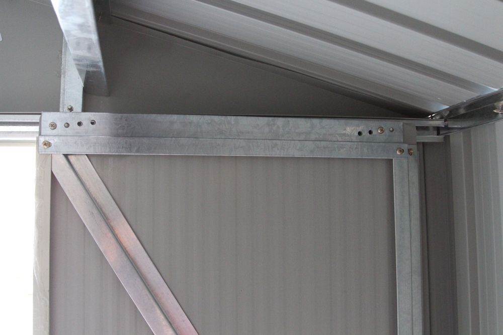 Abri de Jardin en Tôle Galvanisée Cabane de Rangement à Outils Porte Double 2 Aérations, 277x191x192cm, Gris et Blanc - Lidl-Manfred