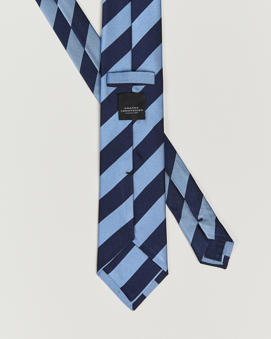 Amanda Christensen Regemental Stripe Classic Tie 8 cm Sky Blue/Navy