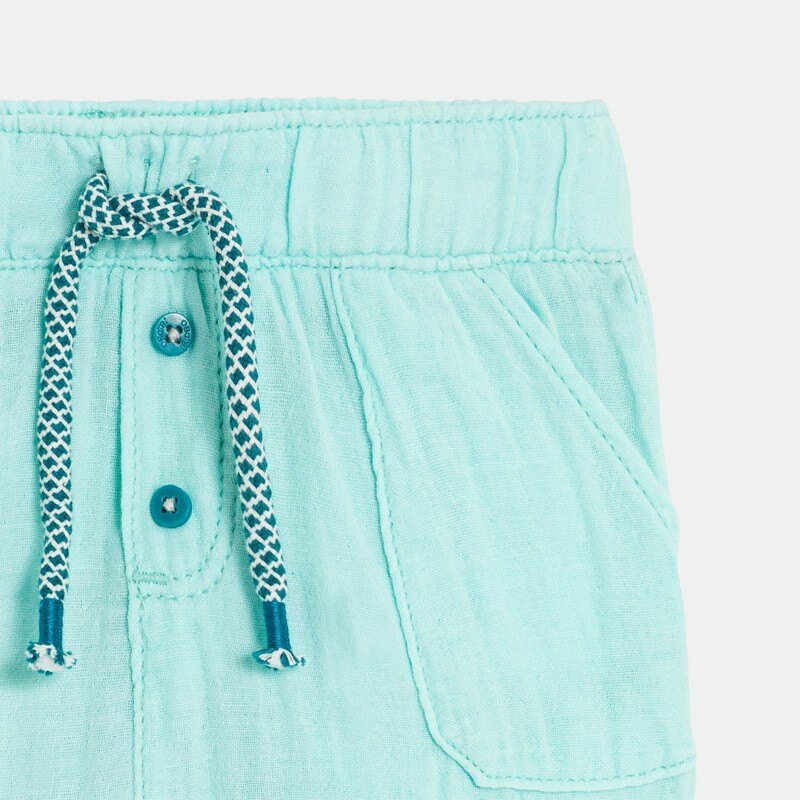 Short coton léger gaufré bleu bébé garçon Turquoise