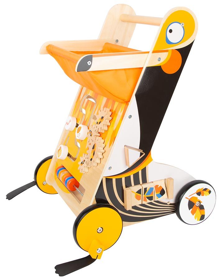 Lauflernwagen TUKAN mit Holzbausteine in orange
