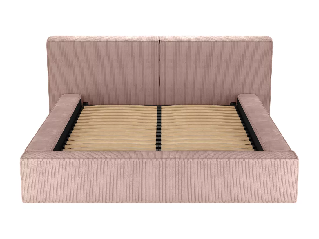 Lit coffre 160 x 200 cm - Velours côtelé - Rose + Matelas - TIMANO de Pascal Morabito