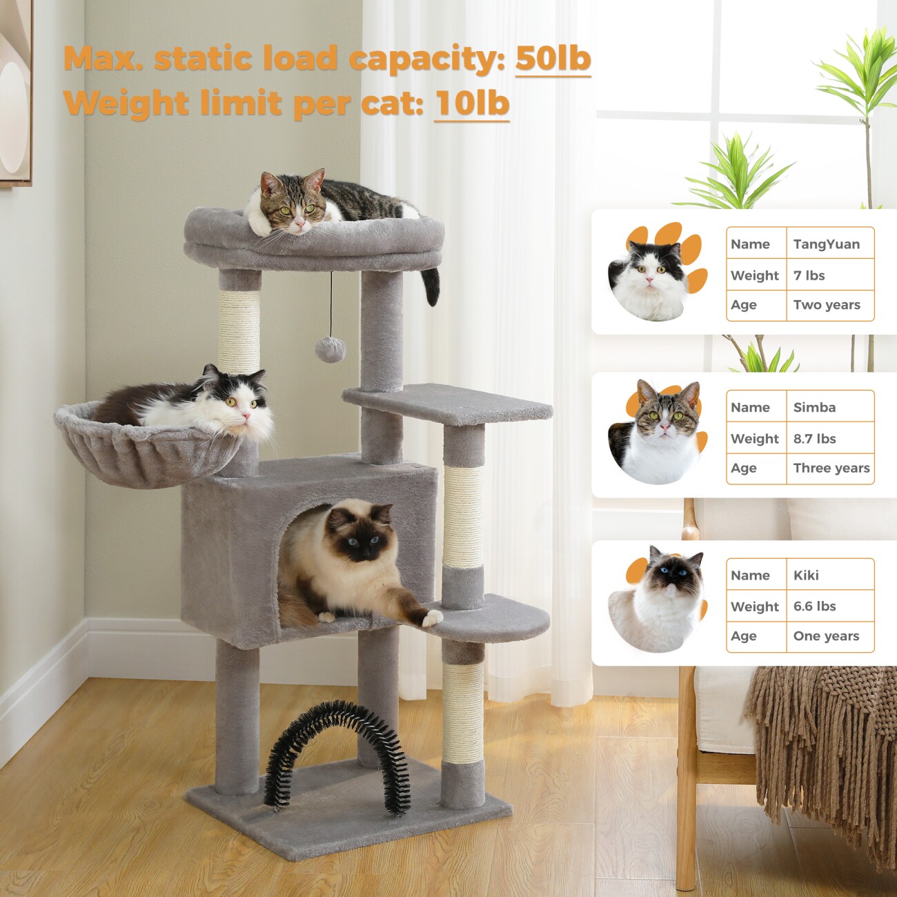 Pawz Road Kratzbaum 106 cm - mit Sisal & Spielbaum