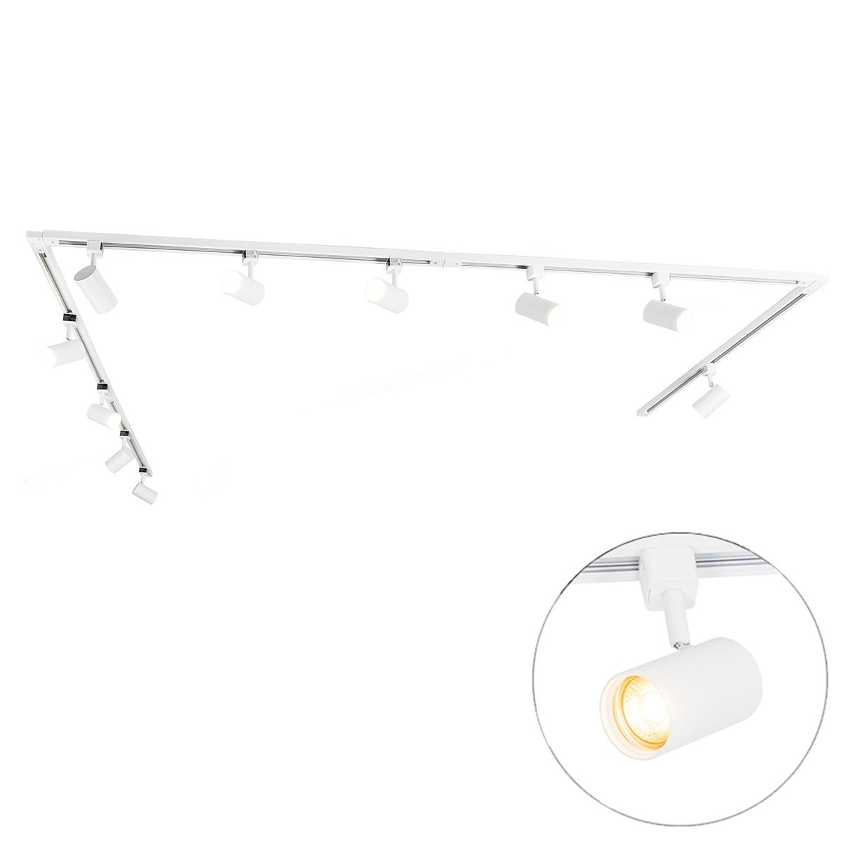 Modern railsysteem met 10 spots wit 1-fase  - Iconic Jeana