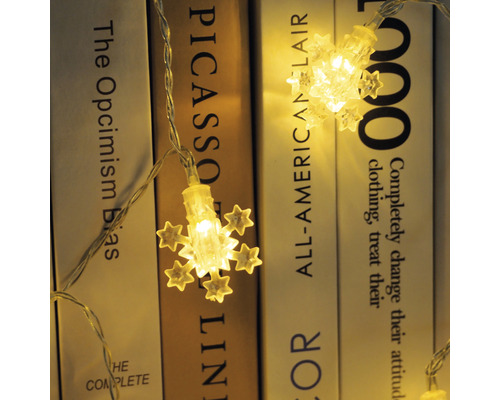 Lafiora Sneeuwvlok Lichtsnoer, 90 cm + 30 cm Aansluitsnoer, Warm Wit Licht, 10 LED's, Inclusief Timer en Dimmer
