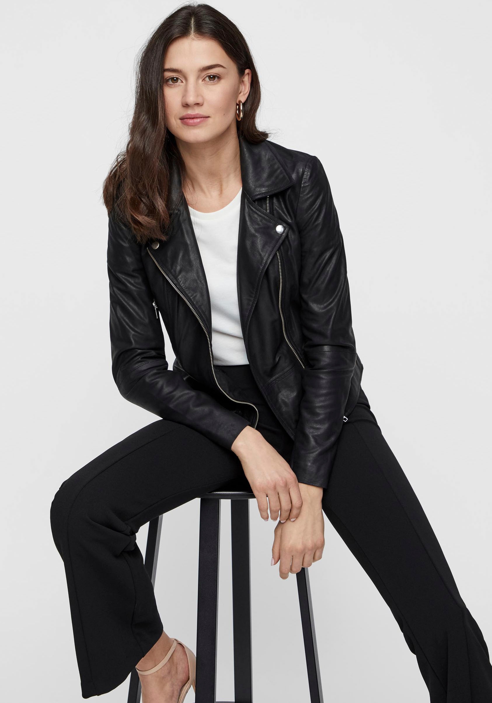 Y.A.S Lederjacke »YASSOPHIE LEATHER JACKET« mit Biker Details