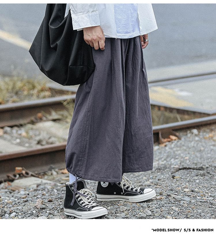 YIKES - Effen cropped harembroek met trekkoordtaille