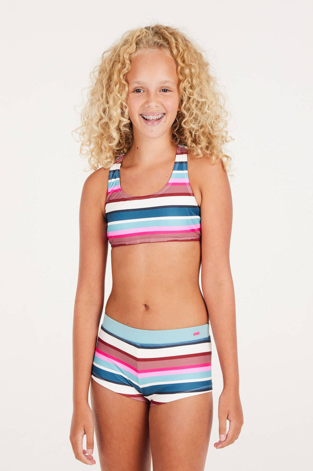 crop bikini PRTLAXMI JR roze/wit/blauw