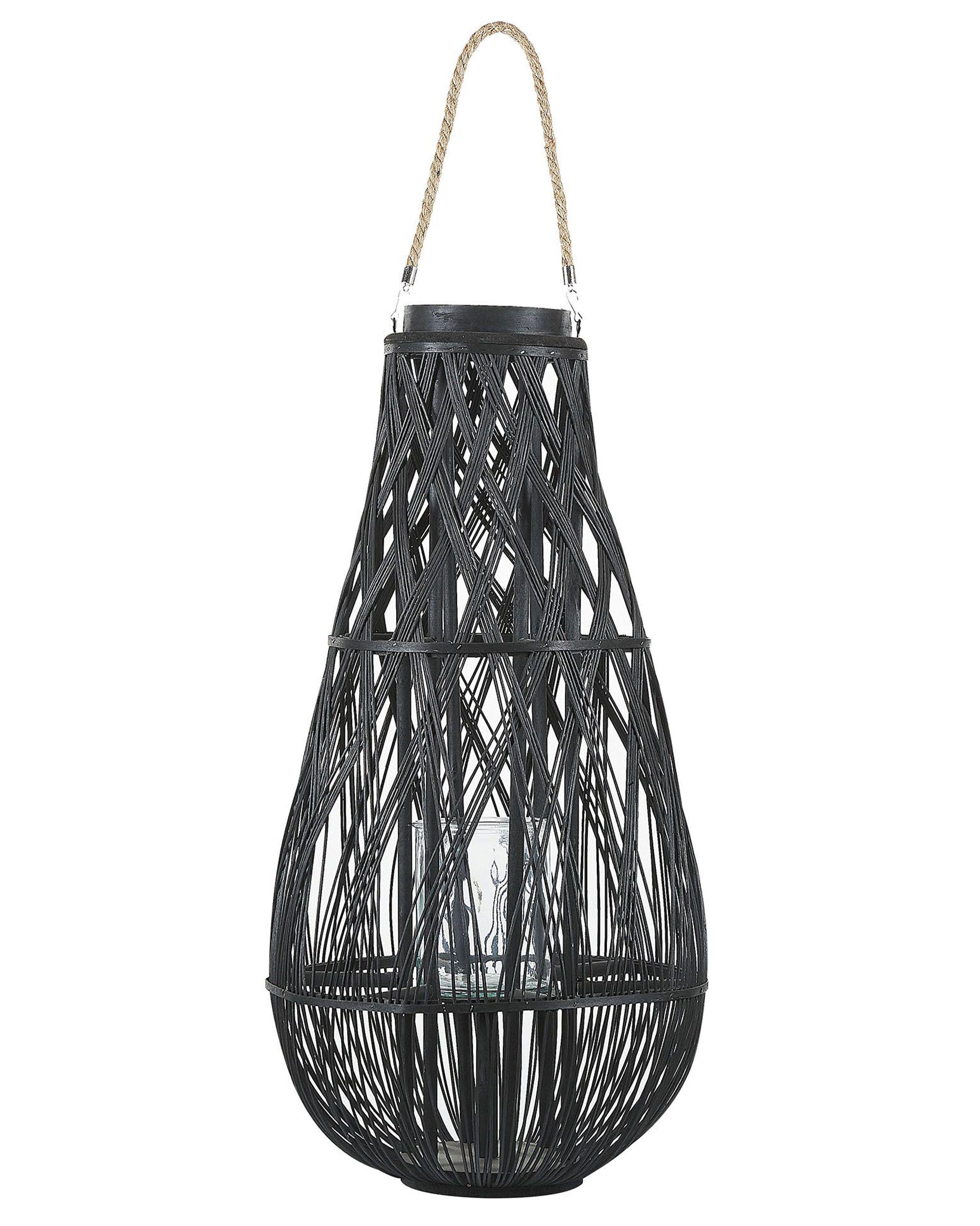 Lantaarn TONGA Bamboehout 77 cm Zwart