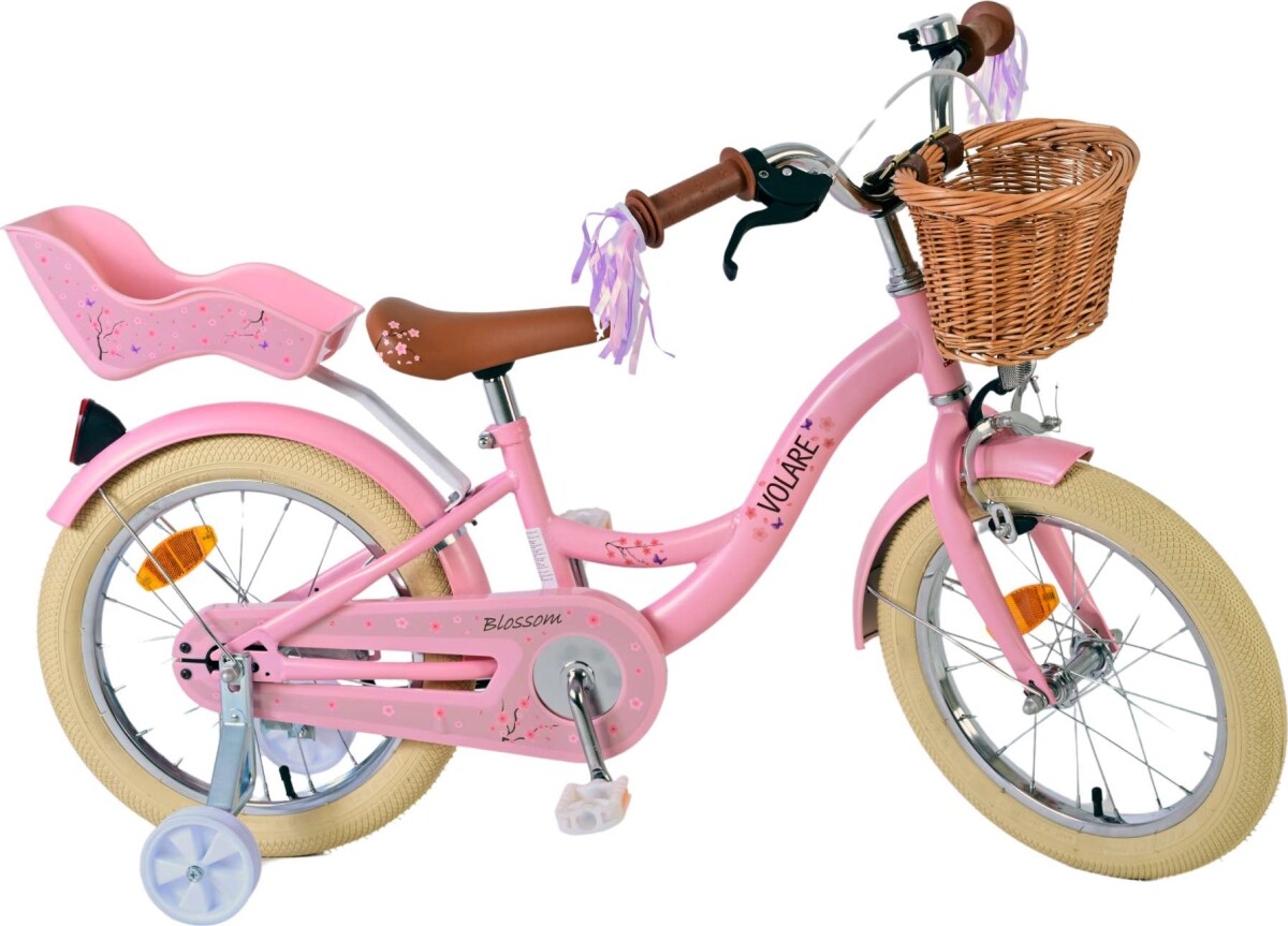Volare - Børnecykel Med Støttehjul - 16'' Tommer - Blomster - Pink