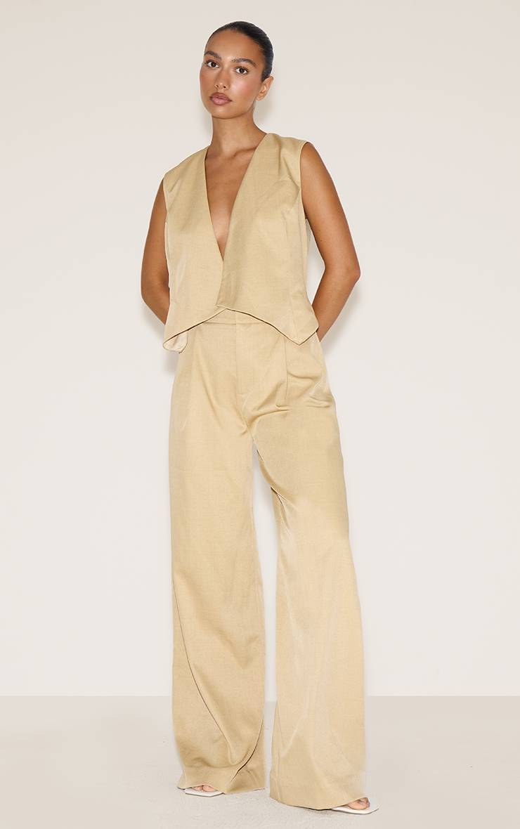 Camel Combinaison-pantalon Asymétrique À Gilet Ajusté En Tissu Tissé