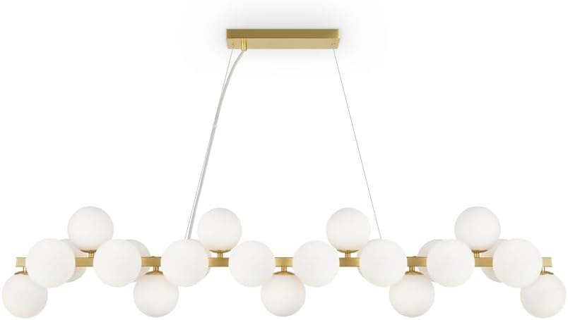 MAYTONI DALLAS Pendelleuchte Gold – 25-flammige elegante Hängelampe mit Glasschirmen – Moderne Deckenlampe für Esstisch, Wohnzimmer, Küche – G9, 28 W