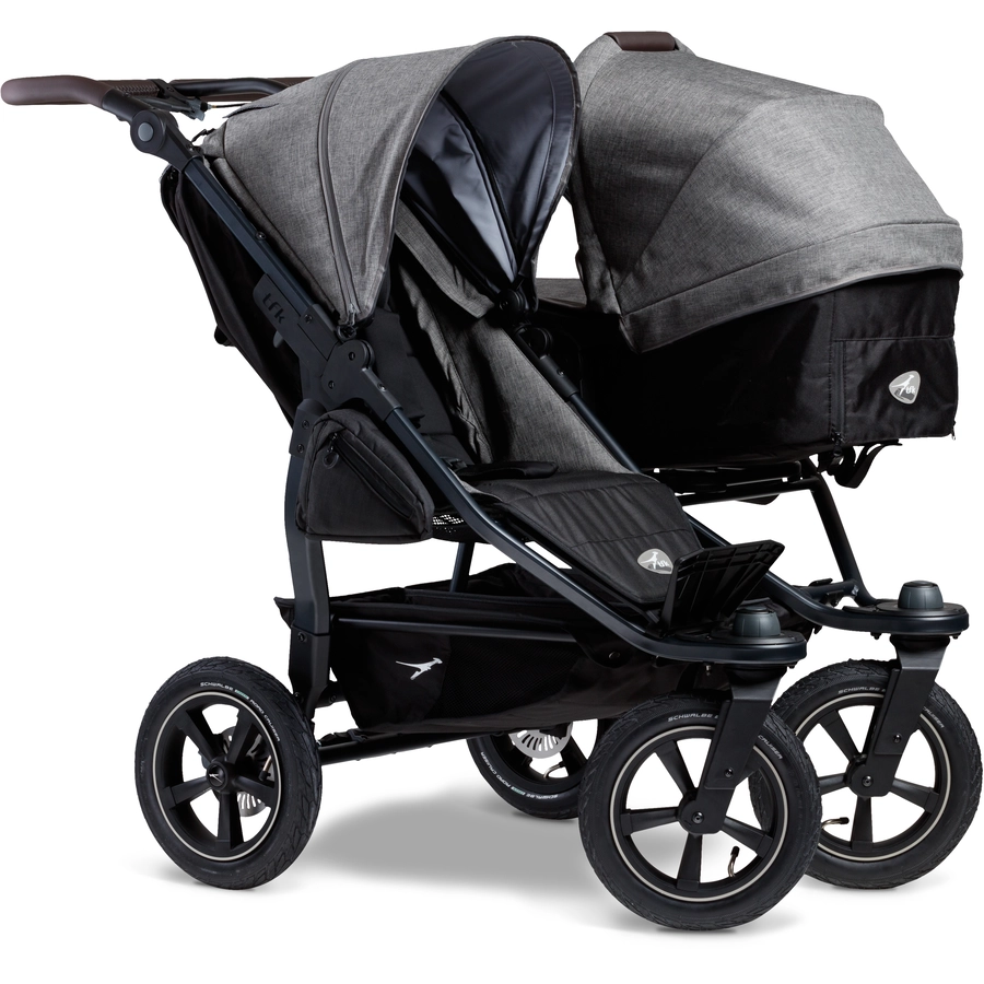 tfk Geschwisterwagen Duo 2 mit Luftrad-Set Premium Grau