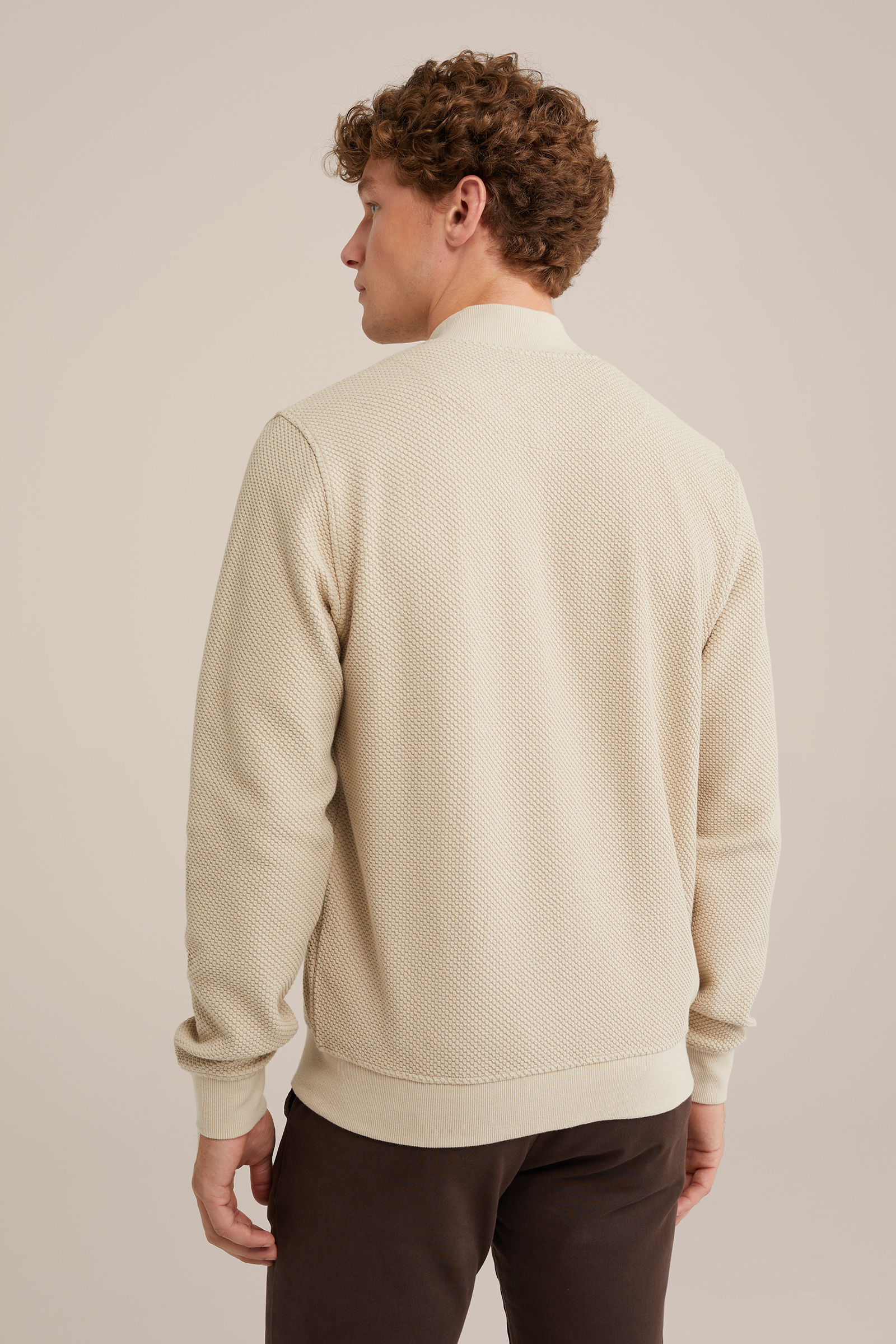 bombervest met structuur WE Fashion Beige