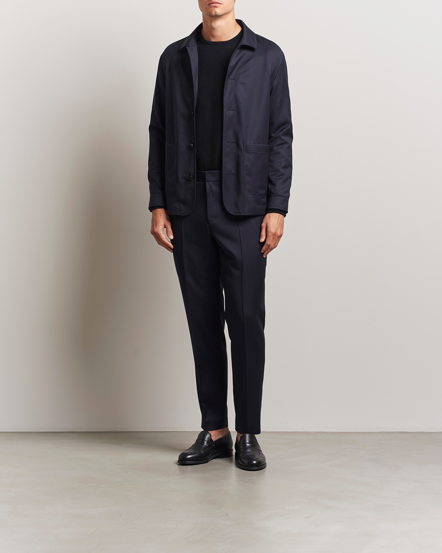 BOSS BLACK Perin Pleated Trousers Dark Blue