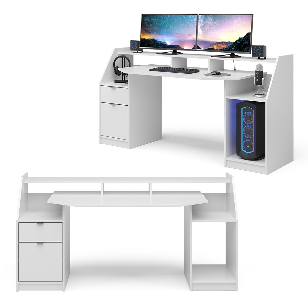 Vicco Computertisch Joel Groß PC-Tisch Weiß Gamingtisch Schreibtisch Büromöbel