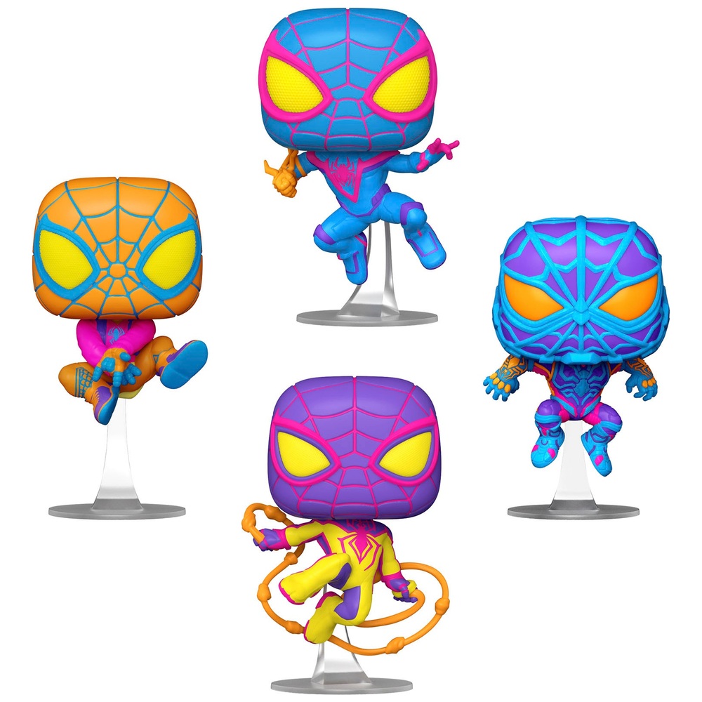 POP! Vinyl: Marvel Spider-Man Miles Morales 4er-Pack Schwarzlicht