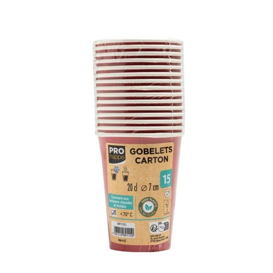 (15er Set) Pappbecher Einweg Papier Becher Party Geschirr Tisch Deko (89115I) - Rot