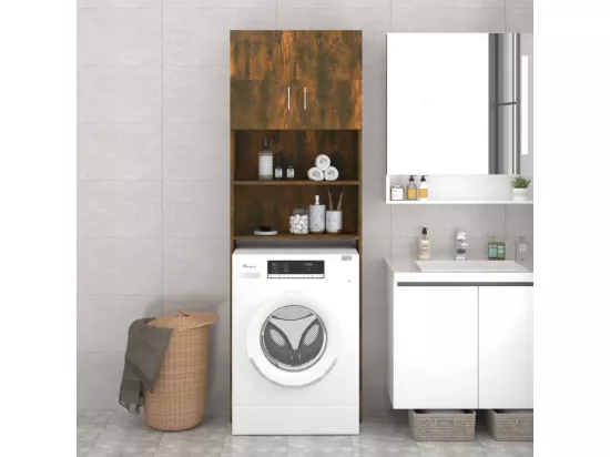 Meuble pour machine à laver Chêne fumé 64x25,5x190 cm