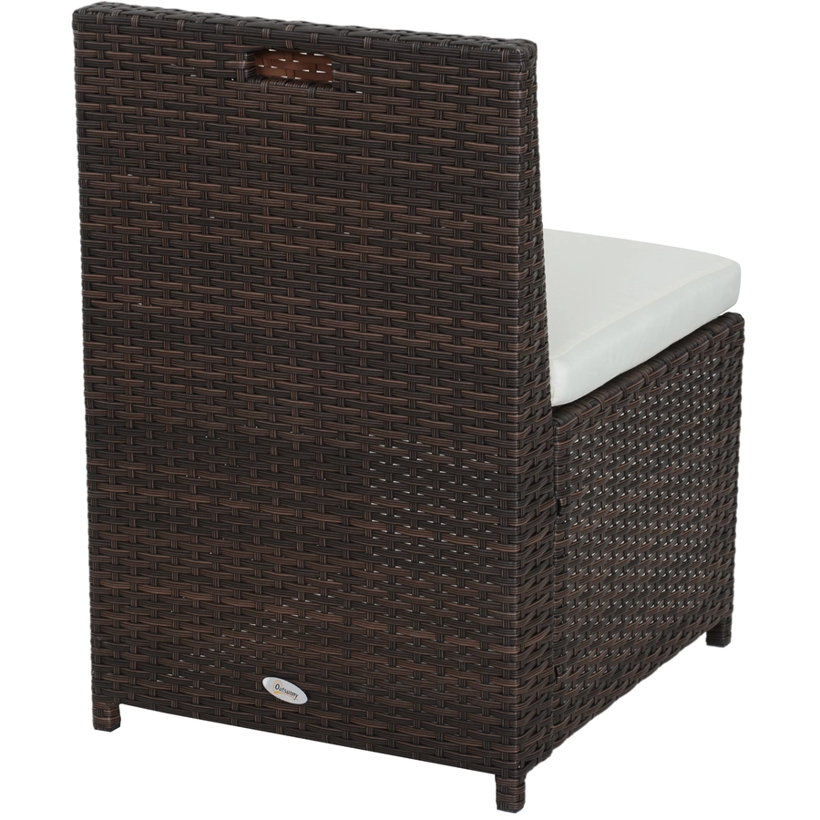 Outsunny Polyrattan Garnitur als 5-teiliges Set braun, cremeweiß