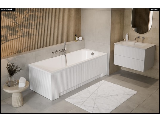 OTITEC - Baignoire rectangulaire - 140 x 70 cm - avec tablier blanc r...