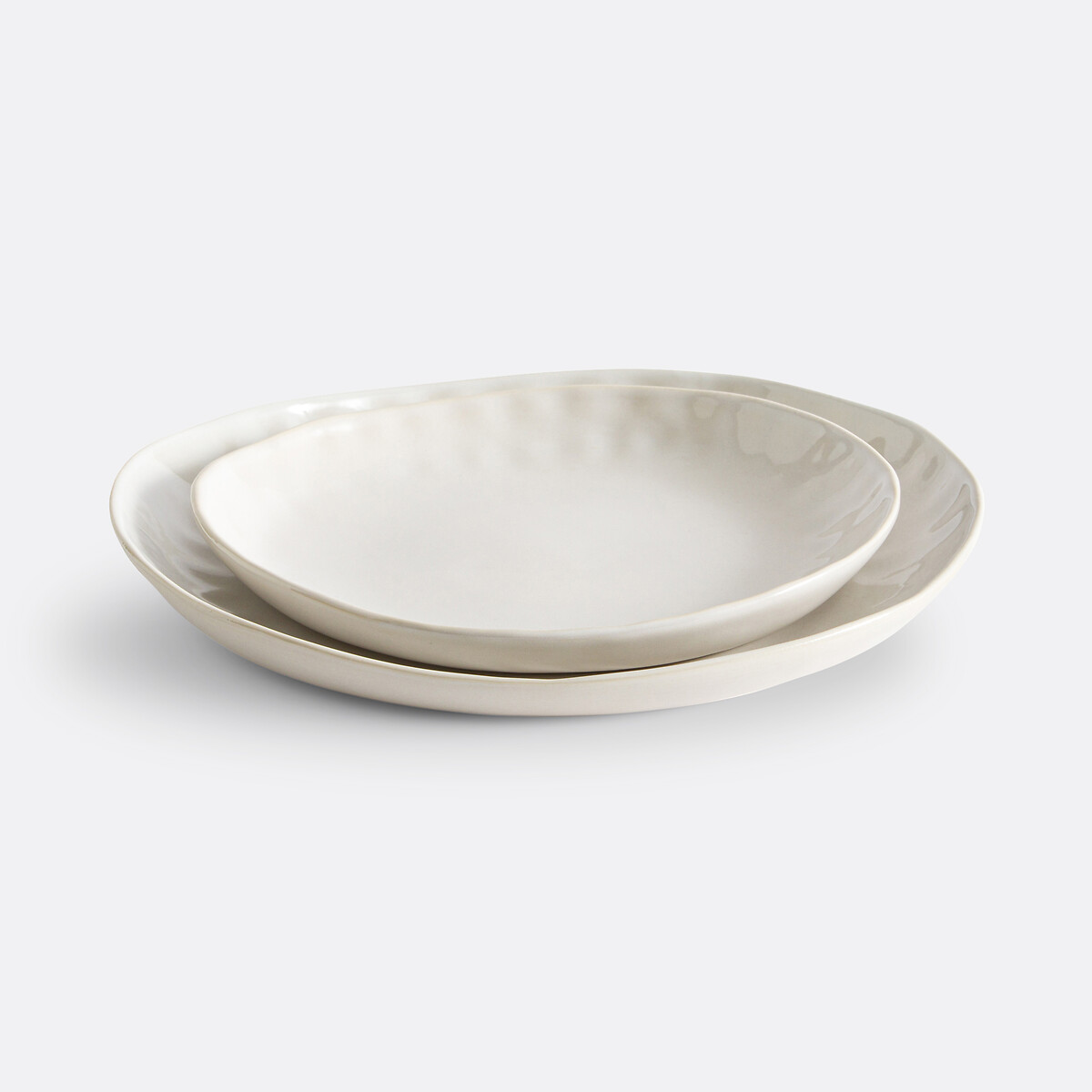 LA REDOUTE INTERIEURS<br>Conjunto de 4 pratos de jantar em faiança, cor creme