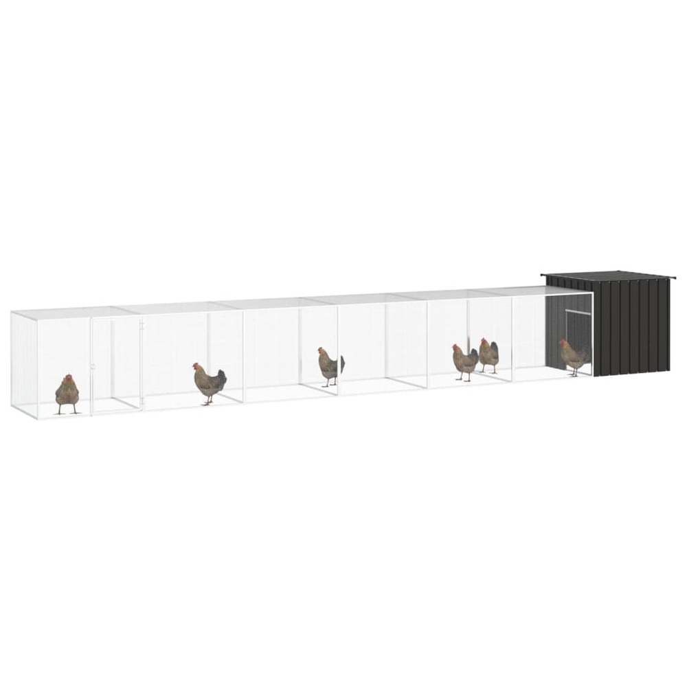 Poulailler anthracite 700x91x100 cm acier galvanisé