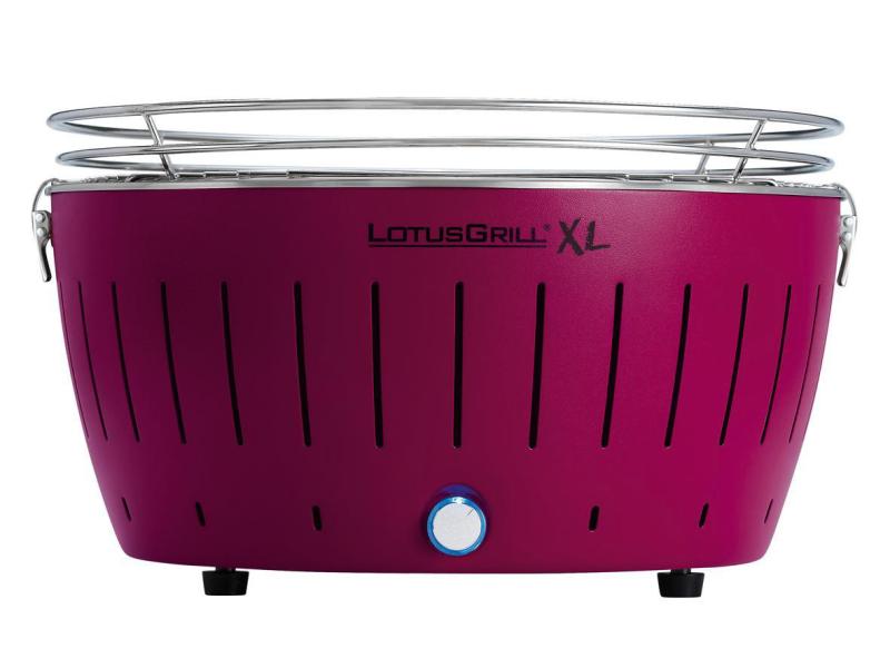 LotusGrill Tischgrill  XL, Pflaumenlila, Ø 40.5 cm Grillieren mit Holzkohle auch auf dem Balkon