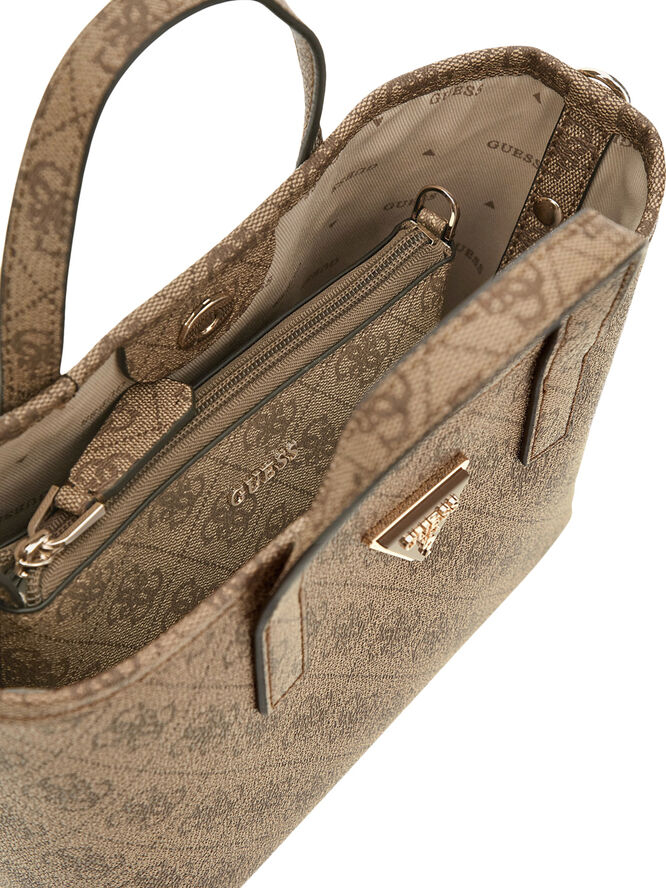 GUESS LATONA MINI TOTE Latte logo