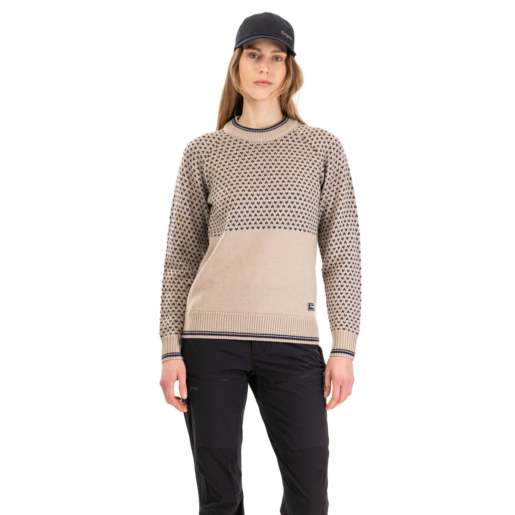 Alvdal Wool Jumper Women Sandstone / Navy Blue