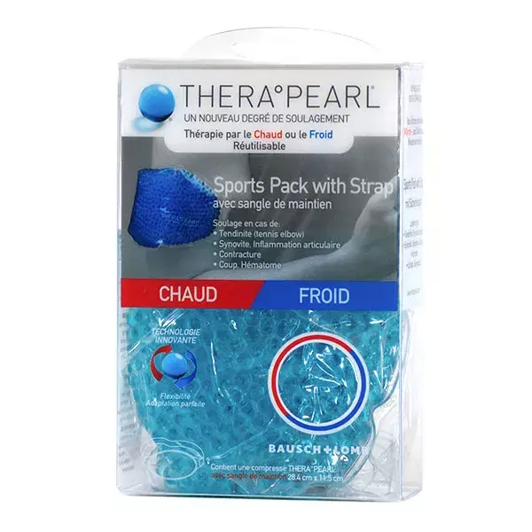 Mochila esportiva TheraPearl com cinta de compressão e suporte.