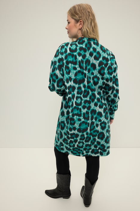 Sweatkleid, oversized, Leo Print, Rundhals, Langarm