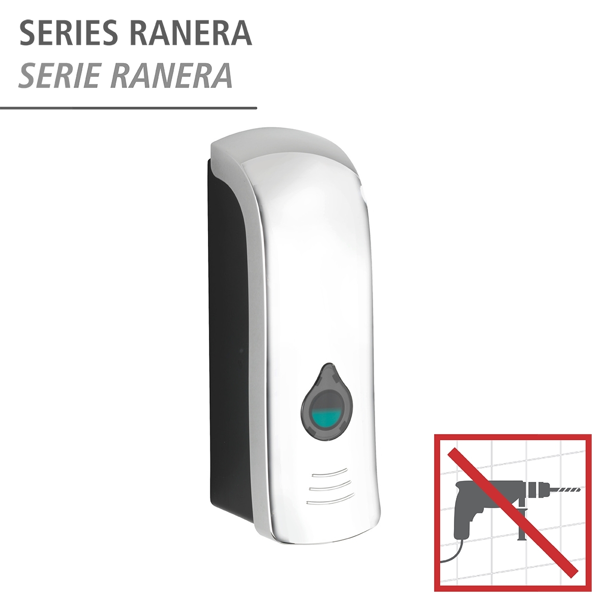 Wenko Ranera desinfectie & zeep wanddispenser 280 ml kunststof chroom