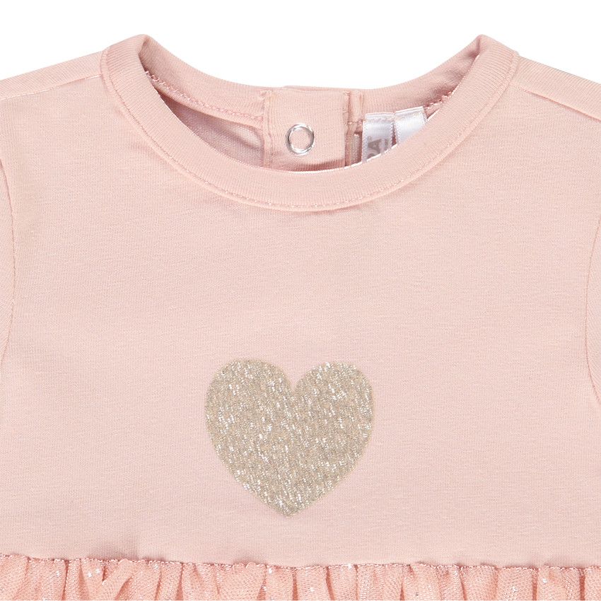 Robe 2 en 1 en maille et tulle pour bébé fille - Rose