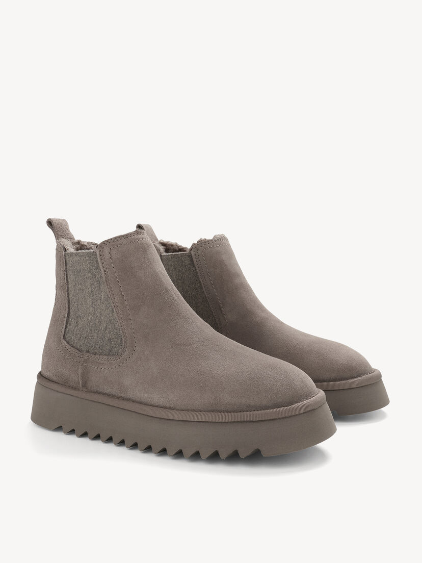 Leren Enkellaarsje - beige warme voering