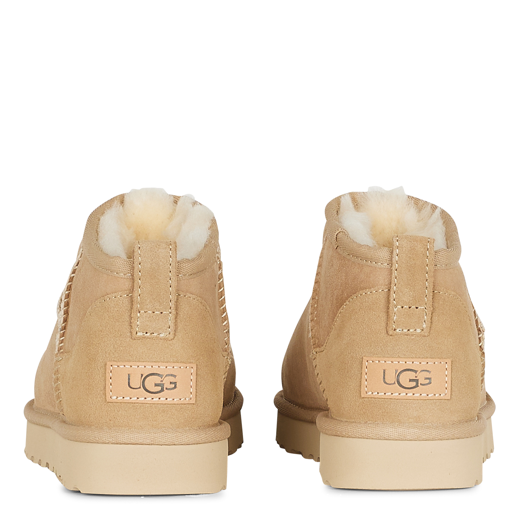 CLASSIC ULTRA MINI - Bottines fourrées en cuir velours| Beige