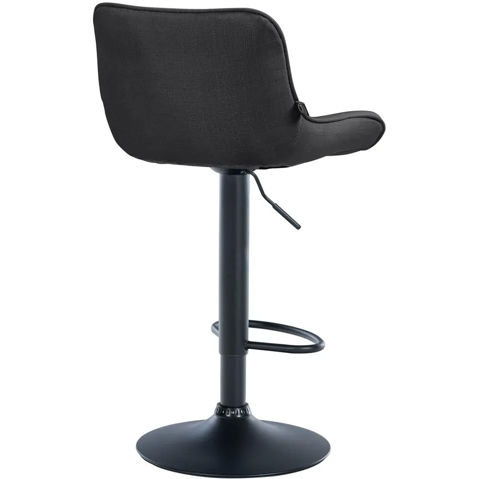 CLP Set van 2 Barkruk Vonore zwart Frame - Stof - donkergrijs