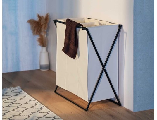 WENKO - Panier à linge xl avec 3 compartiments - beige