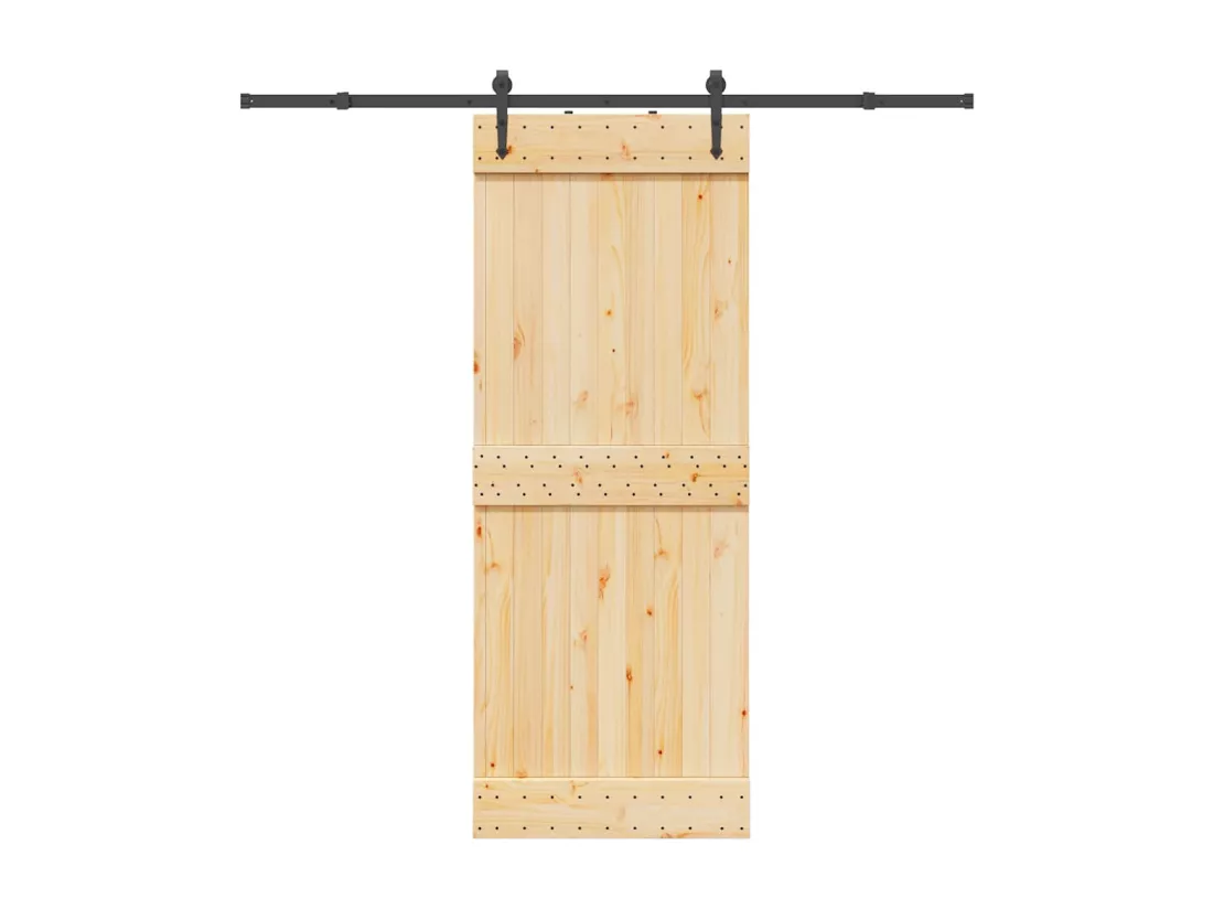Porte coulissante et kit de quincaillerie 80x210 cm pin massif