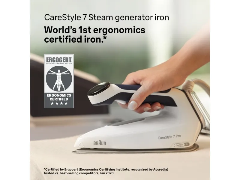 Braun CareStyle 7 Pro IS 7282 BL - Dampstrygejern med automatisk afbrydelse - såleplade: EloxalPlus FreeGlide 3D - 2700 W - blå