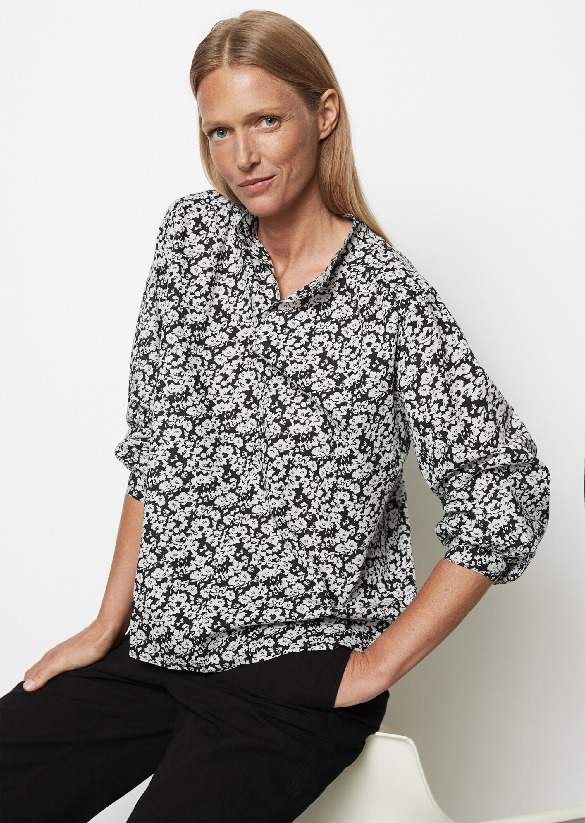 Langarm-Print-Bluse regular aus Silky-Touch-Voile-Qualität