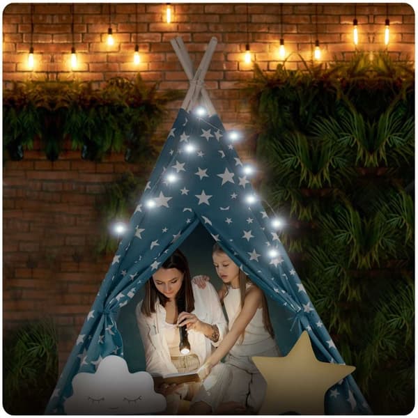 Hver liten eventyrer trenger sin egen tipi!Barneteltet i form av en indisk tipi er en populær interiørdetalj til barnerom.Hovedtrekk:- Naturmaterialer