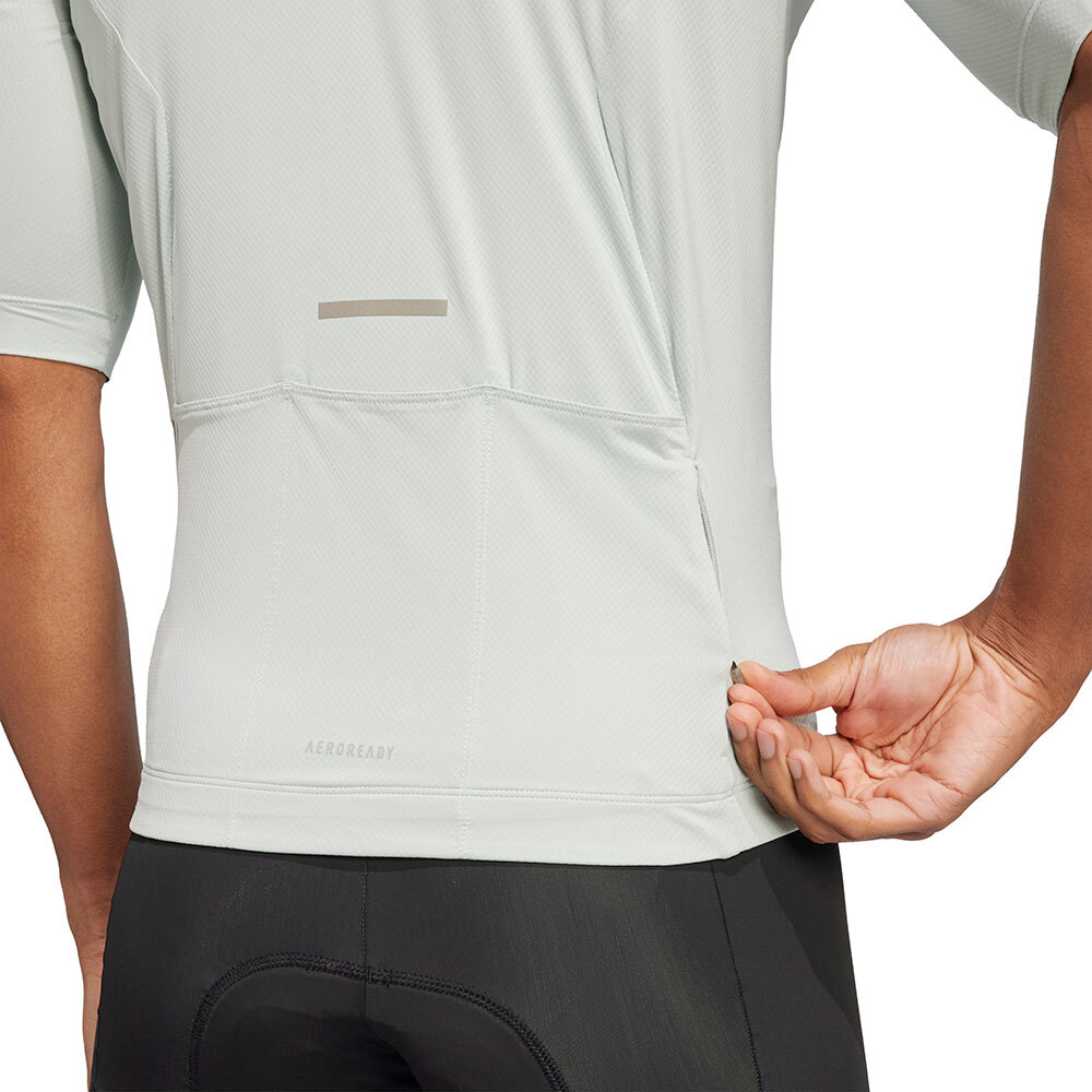adidas Tempo 3-Stripes Fietsshirt Korte Mouwen Grijs Heren