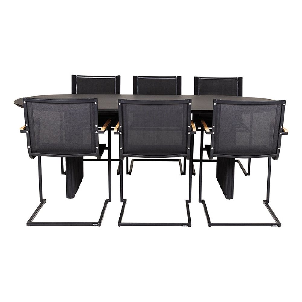 SPISEGRUPPE SENSUM SKURU BORD + 6 STOLER SVART