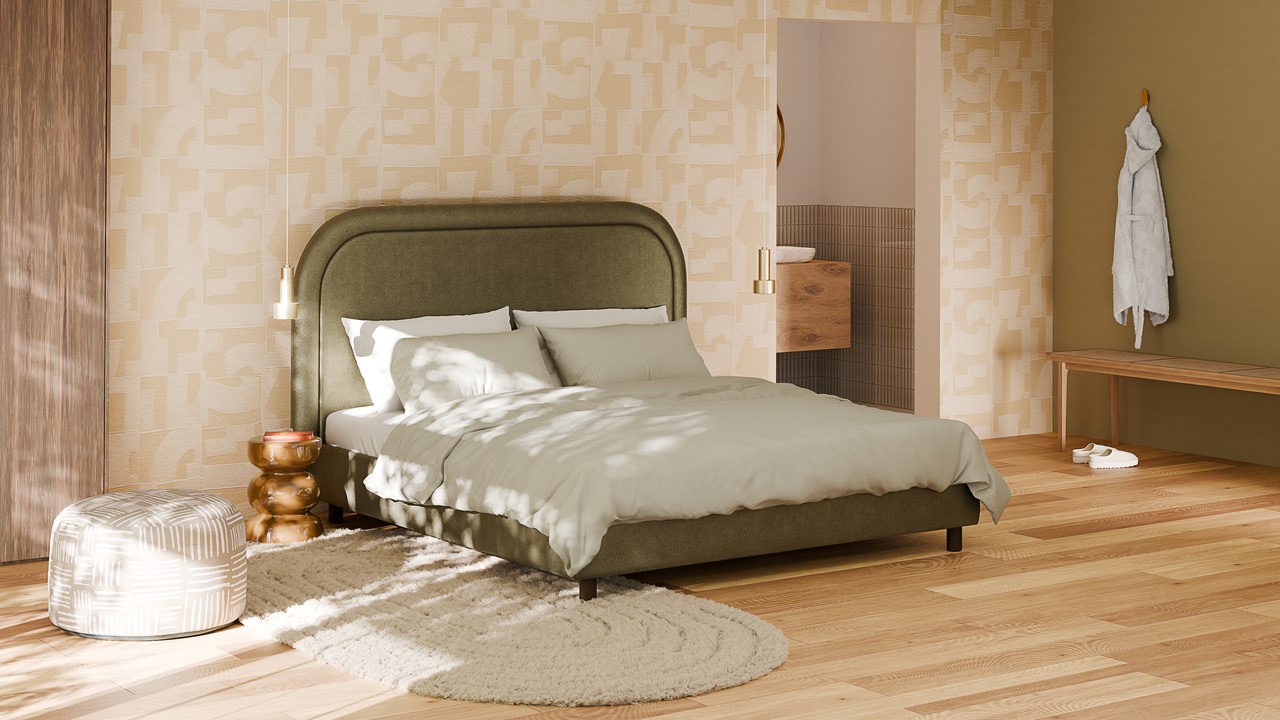 Bed Amber - Velvet glow dark green