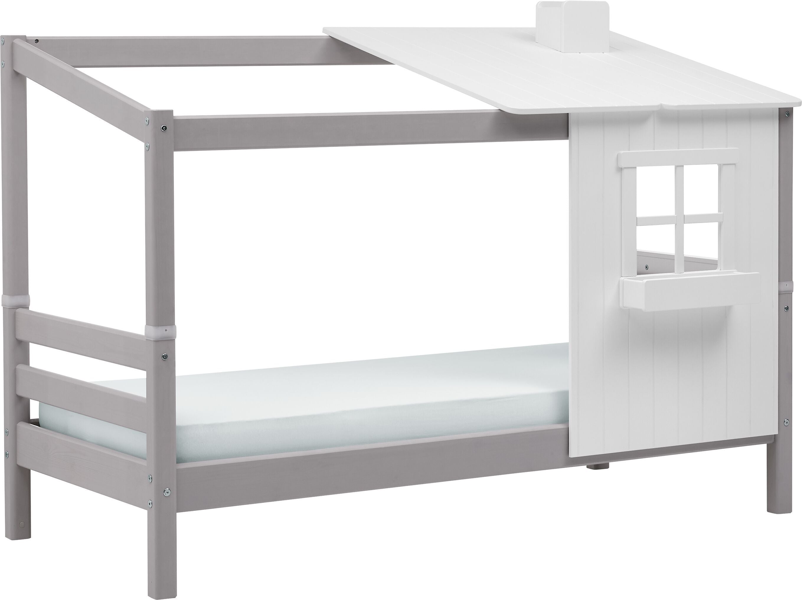 Flexa CLASSIC TREE HOUSE Halbes Baumhaus inkl. Einzelbett - Grau / B: 112.0 cm x T: 210.0 cm x H: 154.0 cm