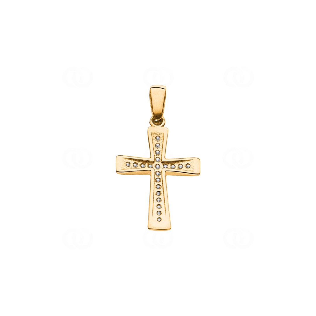 Anhänger 750/18 K Gelbgold Kreuz mit Zirkonia 22 x 14mm