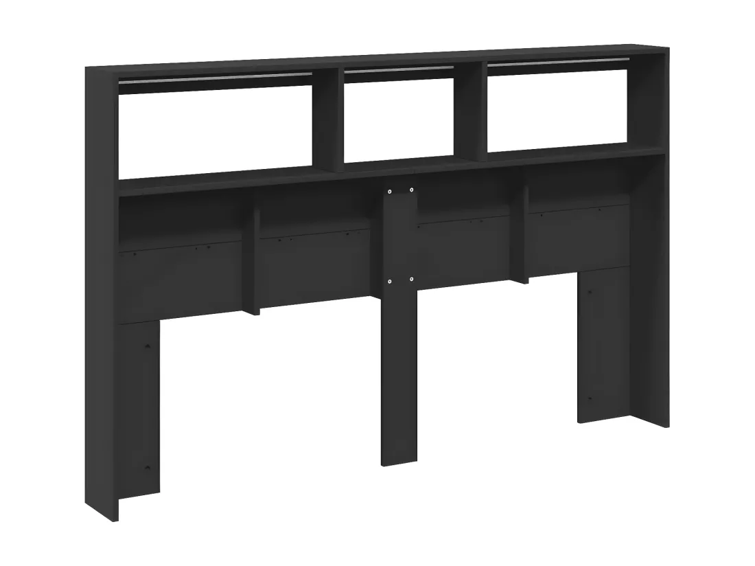 Armoire tête de lit avec LED noir 160x17x102 cm