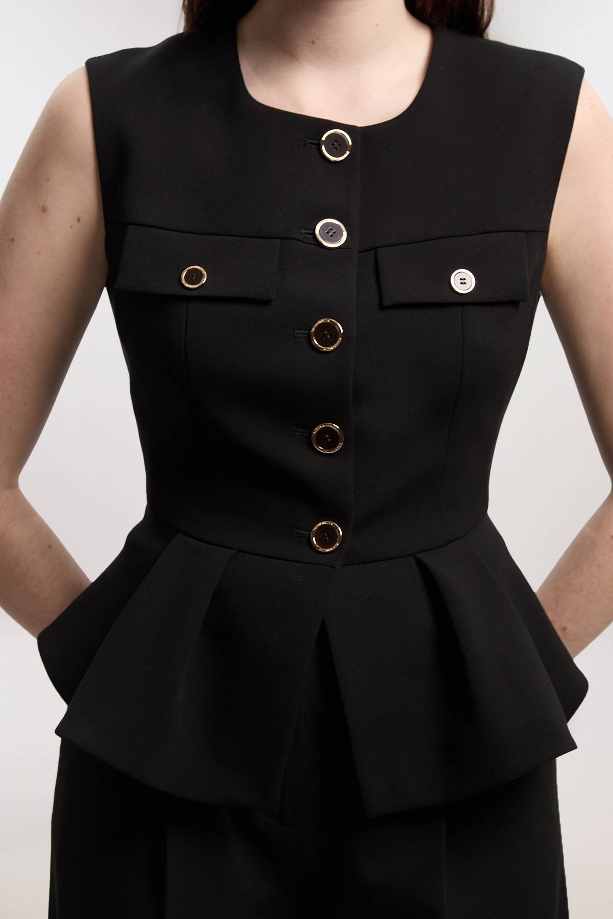 KarenMillen Haut Ajusté À Basque En Tissu Stretch Compact